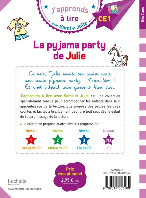 Sami et Julie: La pyjama party de Julie - French Children's Book | Ages 6-8 (CE1) - Will et Max Books